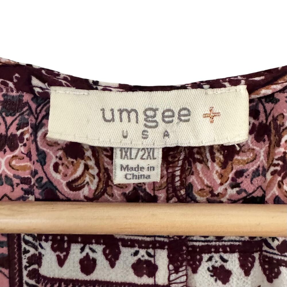 Umgee Mix Block Print Boho Patchwork Open Front Kimono Duster Plus Size 1XL/2XL - Picture 5 of 6